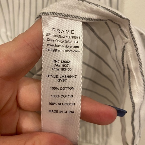 NWT Frame Classic Stripe Shirt Size Large - Picture 4 of 5